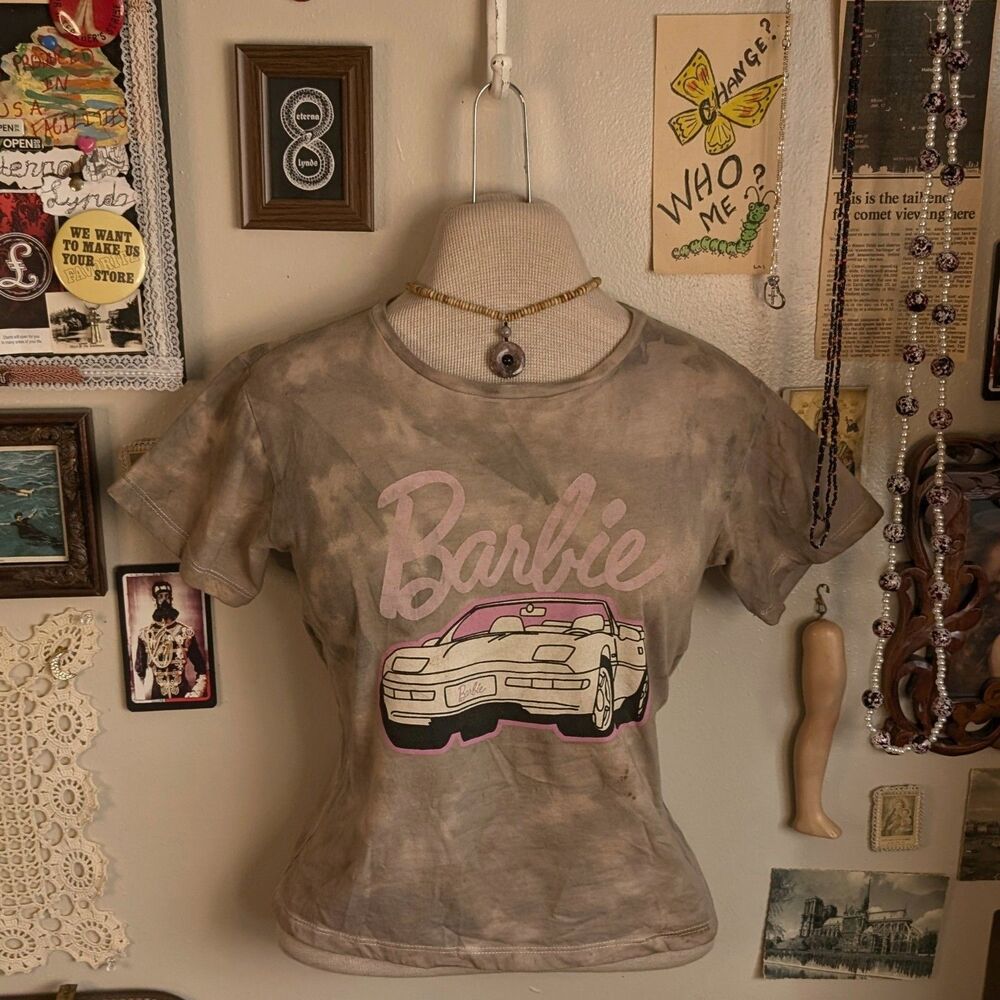 Barbie Tie Dye Graphic T-Shirt Kid's Medium Women's XS Beige